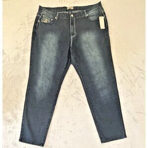 Just Fab Jeans High-Rise Dark Wash Denim Embellish Pockets Women's Size 20 NWT